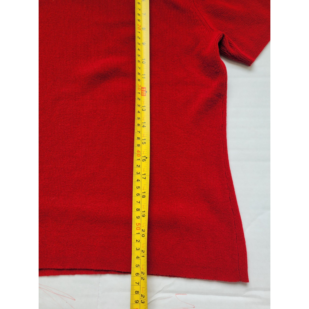 Talbots Sweater Women's Wool Cashmere Blend Knit RED Crew Neck Short Sleeve SZ S - Picture 5 of 8